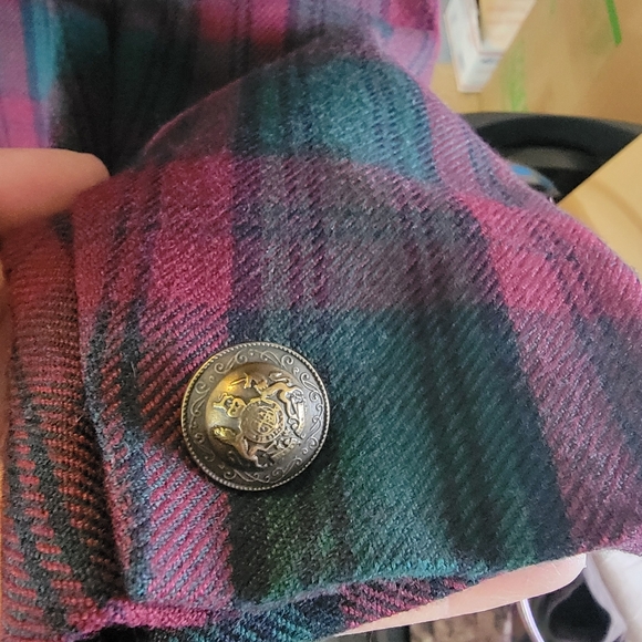 Rena Rowan for Saville VINTAGE Green Red Plaid Wool Blazer Jacket Size 6 - Picture 3 of 7